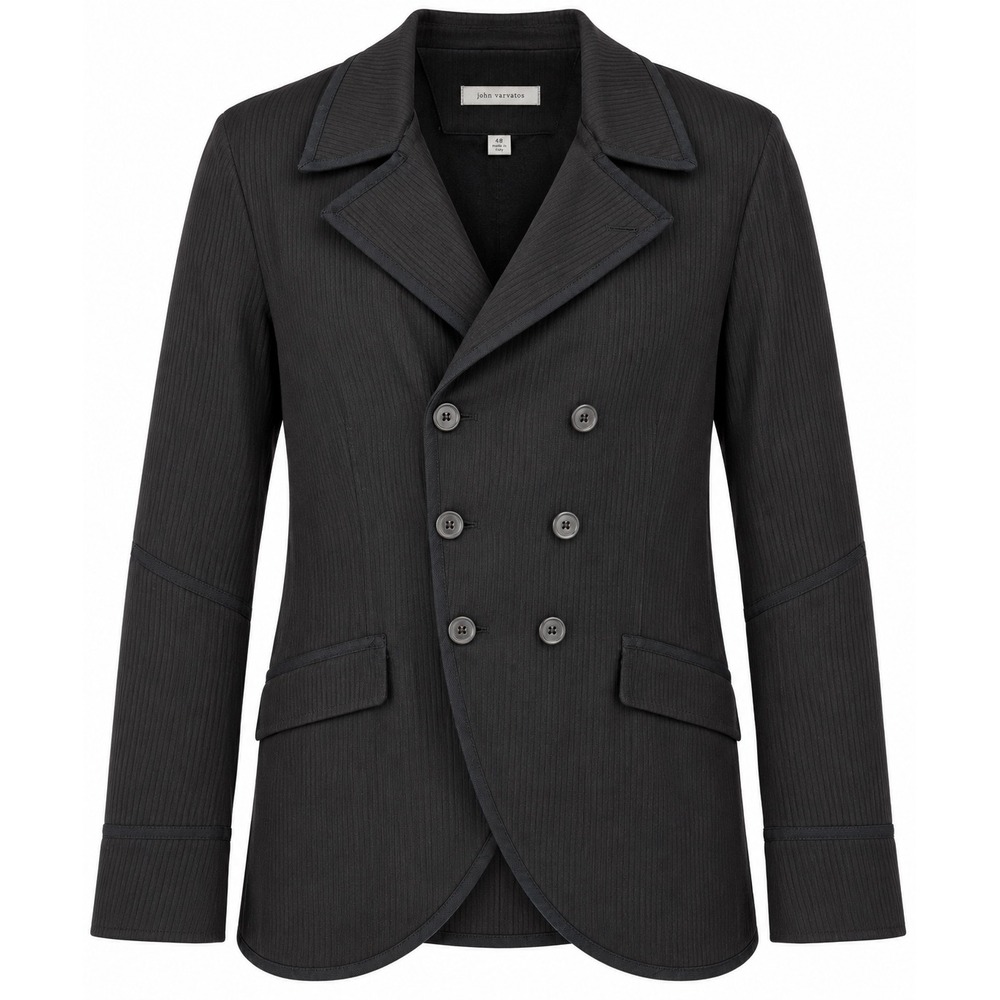 John Varvatos Double Breasted Linen Wool Blazer Black Peak Lapel Sport Coat 48